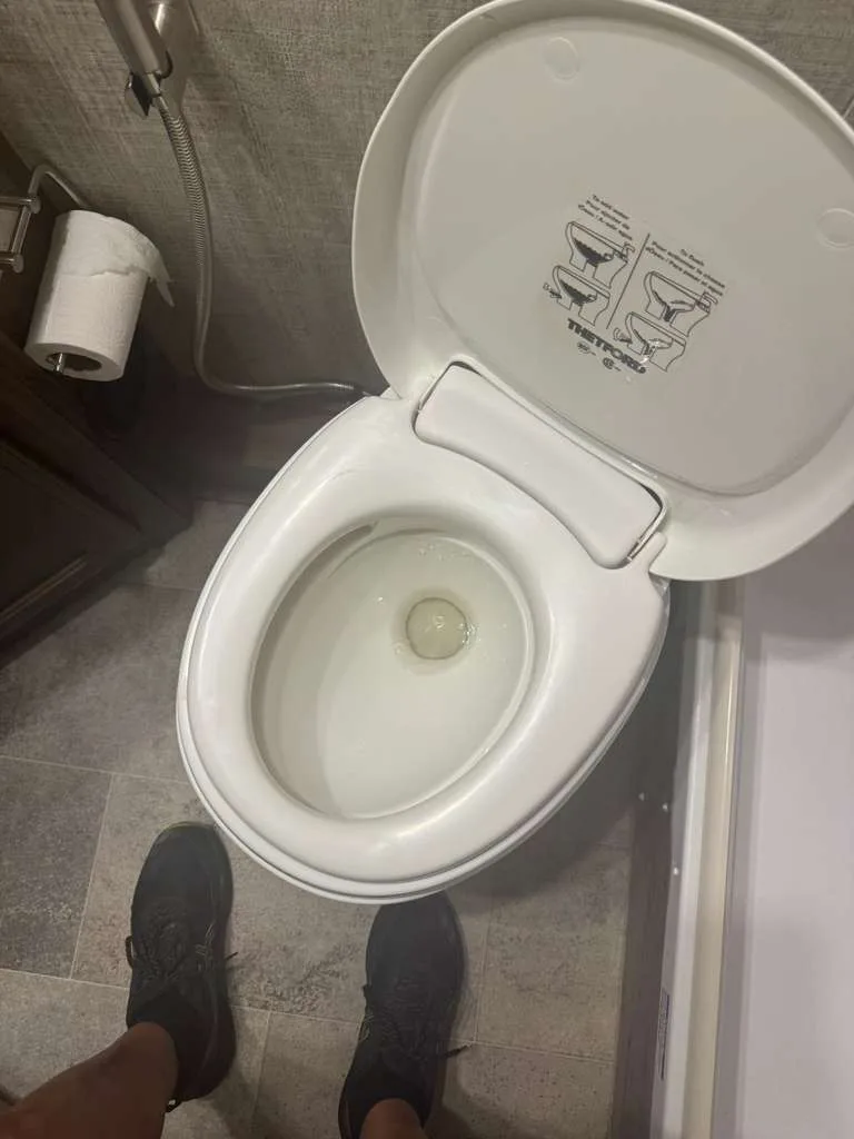 RV toilet replacement on-site by a Mission RV technician